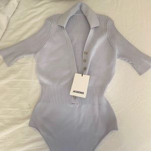 JACQUEMUS Le Body Yauco Bodysuit in Light Blue 🦋 Size 4/ Brand New 🏷